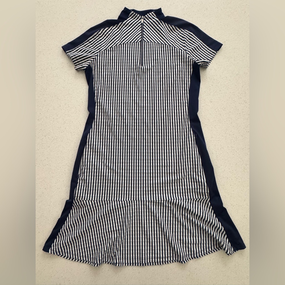 Tail EMMA Navy Blue and White Short Sleeve Golf Dress Stripes Sz S Small